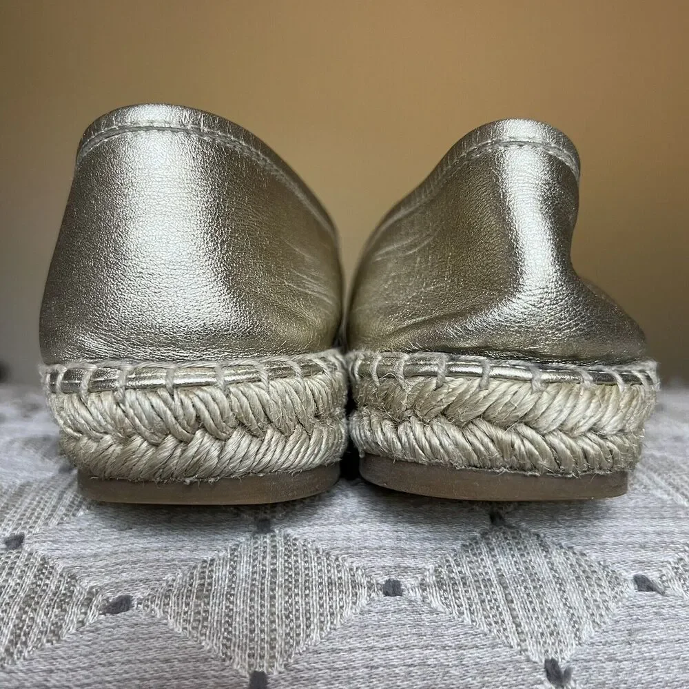 Carolina Herrera CH HC Gold Metallic Leather Espadrille Women EU 36 US 5.5 - 6